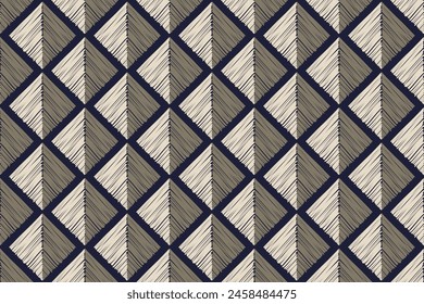 Geometric Ethnic Pattern embroidery Ikat textured Bohemian style Vintage Han drawn vector illustration.