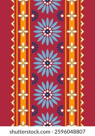 Geometric ethnic pattern with floral. Geometric ethnic pattern design for clothing, textile, wrapping, background, wallpaper, carpet, embroidery