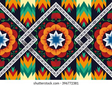 Geometric ethnic pattern Floral neck embroidery design for background,wallpaper,clothing and wrapping. 