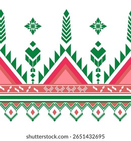 geometric ethnic pattern green. Native American tribal fabric, design vector for woven textile printing, tile, carpet,cards, motifs,picture books, boho indian ornament seamless Southwest Aztec pattern