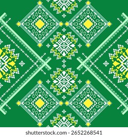 geometric ethnic pattern Green tones. Native American tribal fabric, design vector for woven textile printing, tile, carpet, cards, motifs, picture books, boho indian ornament seamless Southwest Aztec