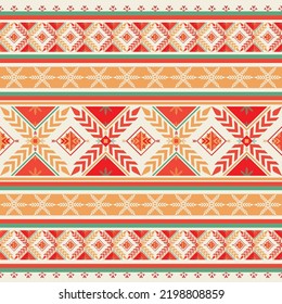Geometric ethnic pattern ikat fabric design classic flower star seamless pattern textile ornament clothes carpet scarf colorful background wallpaper