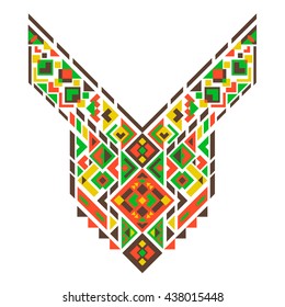 Geometric Ethnic pattern. Mexican and Aztec neck print.
Chest tribal embroidery for cloth, embroidery, ethnic print for clothes. Vector illustration.