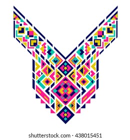 Geometric Ethnic pattern. Mexican and Aztec neck print.
Chest tribal embroidery for cloth, embroidery, ethnic print for clothes. Vector illustration.