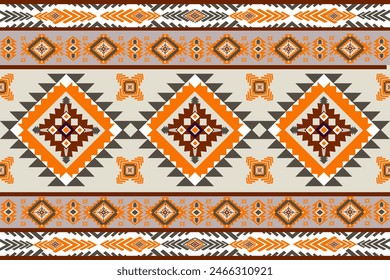 Geometric Ethnic pattern, Native American indian tribal fabric, Seamless pattern navajo Aztec geometric art ornament illustration Vector design for home decoration fashion, carpet, wallpaper