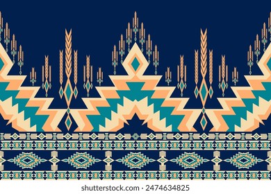 Geometric Ethnic pattern, Native American indian tribal fabric, Seamless pattern in folk  and navajo Aztec geometric art ornament illustration Vector design for home decoration fashion