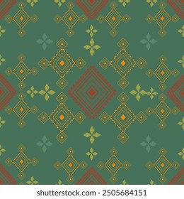 Geometric Ethnic pattern,
Native American tribal fabric, tile, carpet, vector, illustration design, on green background
