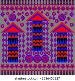 padrão étnico geométrico,
Tecido tribal ameríndio, azulejo, tapete, vetor,
desenho de ilustração, sobre fundo azul marinho