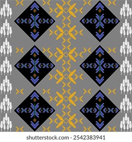 Geometric Ethnic pattern,
Native American tribal fabric, tile, carpet, vector,
illustration design, on navy blue background