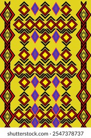 Geometric Ethnic pattern,
Native American tribal fabric, tile, carpet, vector,
illustration design, on navy yellow background
