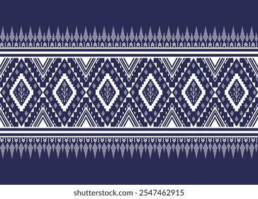 Geometric ethnic pattern,
Native American tribal fabric, tile, carpet, vector,
illustration design, on navy blue background 