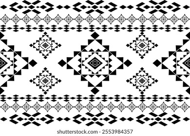 Geometric Ethnic pattern, Native American tribal fabric,tile, carpet ,vector, illustration design, on black and white background