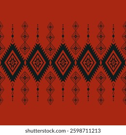 Geometric Ethnic pattern, Native American tribal fabric, tile, carpet, vector, illustration design, on navy blue background, Navajo pattern