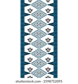 Geometric Ethnic pattern, Native American tribal fabric, tile, carpet, vector, illustration design, on navy blue background, Navajo pattern