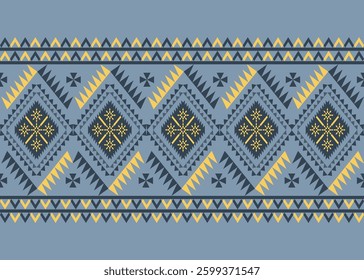 Geometric Ethnic pattern, Native American tribal fabric, tile, carpet, vector, illustration design, on navy blue background, Navajo pattern
