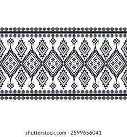 Geometric Ethnic pattern, Native American tribal fabric, tile, carpet, vector, illustration design, on navy blue background, Navajo pattern