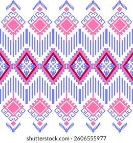 Geometric ethnic pattern, Native American tribal fabric, Pink and blue floral fabric on white background, Wallpaper, Classic damask pattern, Tile, Carpet, seamless knitted pattern with hearts.