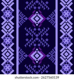 Geometric Ethnic pattern, Native American tribal fabric. Seamless fabric pattern for textile printing, blankets, fashion rugs, tribal, mexican, navajo, cards, boho, indian, Dark blue vector design .