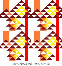 geometric ethnic pattern, Native American tribal fabric, Brown, yellow, orange, boho indian texture ornament seamless pattern, rugs, vector illustration design, cards, picture books, Southwest Aztec.