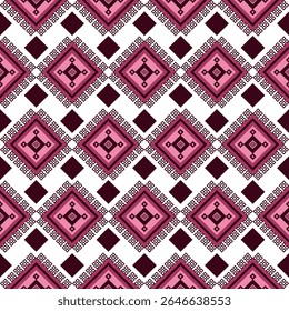 Geometric Ethnic Pattern: Native American Tribal Fabric Design.  Intricate geometric ethnic pattern inspired by Native American tribal textiles. Vector illustration for fabric, tile, carpet.