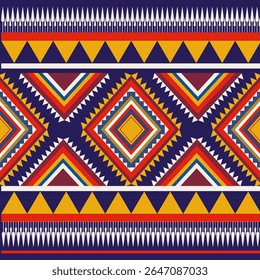 Geometric Ethnic pattern,
Native American tribal fabric, vector,
illustration design, on navy blue background 
