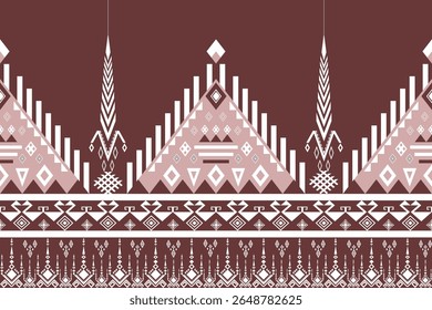 Geometric ethnic pattern, Native American tribal fabric, tiles, carpet, vector illustration design on dark brown background.