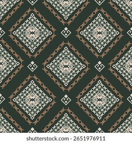 Geometric Ethnic pattern  , Native American tribal fabric, tile, carpet, vector, illustration design, on green tone background	