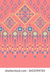 Geometrisches ethnisches Muster,
Indianerstamm Stoff, Fliese, Teppich, Vektor,
Illustration Design, auf Hintergrund, Muster Stoff Pixel, Design für Hintergrund, Kleidung, dekorativ, drapiert, Tuch
