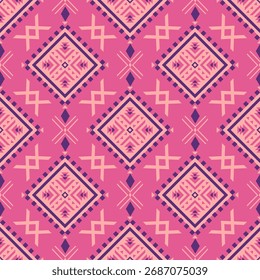 Geometric Ethnic pattern, Native American tribal fabric, tile, carpet, vector, illustration design, on pink-purple background 