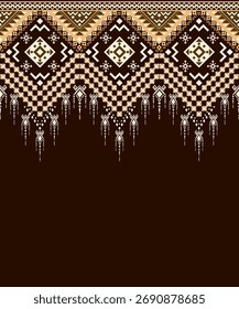 ตัวอย่างการตั้งชื่อภาพ Geometric Ethnic pattern,
Native American tribal fabric brown