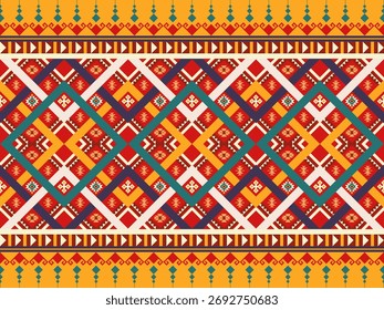 Patrón étnico geométrico. Patrón étnico geométrico, navajo, diseño de tela tribal nativa americana para la ropa, textil, envoltura, fondo, Fondo de pantalla, alfombra, bordado, impresión, Vector, ilustración