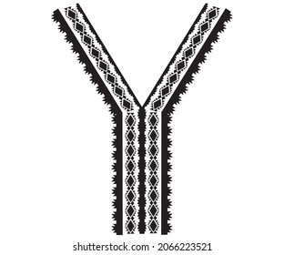 Geometric ethnic pattern neck embroidery design for background or wallpaper and clothing.