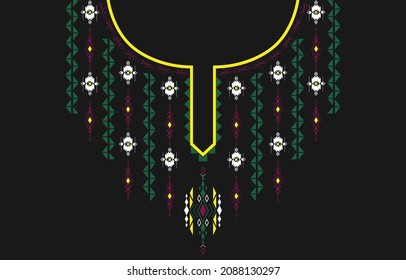 geometrisches ethnisches Muster Nackenstickereistil, Halskette, Halskette-Design für Hintergrund oder Tapete und Kleidung, Batik, Stoff, orientalische Katze.