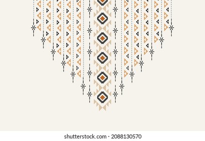 geometric ethnic pattern neck embroidery style, necklace, neckline design for background or wallpaper and clothing,batik,fabric,oriental ikat.