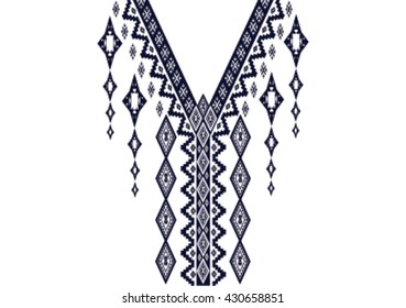 Geometric ethnic pattern neck embroidery design for background or wallpaper and clothing. 