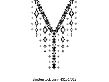 Geometric ethnic pattern neck embroidery design  for background or wallpaper and clothing. 