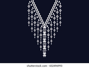 Geometric ethnic pattern neck embroidery design for background or wallpaper and clothing. 