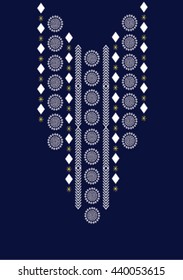 Geometric ethnic pattern neck embroidery design for background or wallpaper and clothing. 
