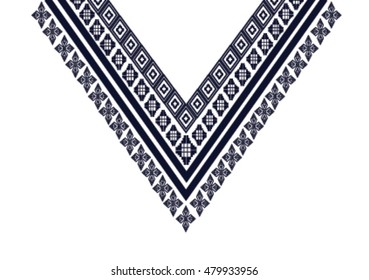 Geometric ethnic pattern neck embroidery design for background or wallpaper and clothing .