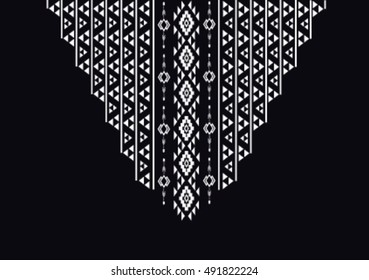 Geometric ethnic pattern neck embroidery design for background or wallpaper and clothing. 