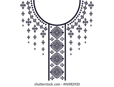Diseño de bordado de cuello de patrón geométrico étnico para fondo o papel pintado y ropa.