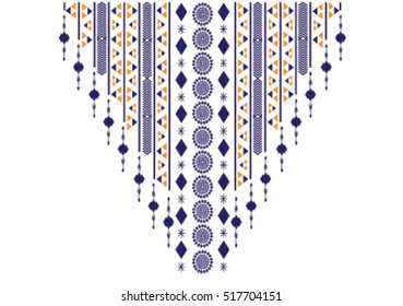 Geometric ethnic pattern neck embroidery design for background or wallpaper and clothing.