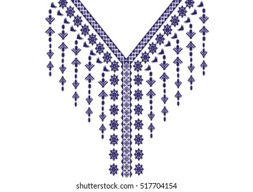 Diseño de bordado de cuello de patrón étnico geométrico para fondo o papel pintado y ropa.