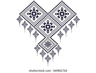 Geometric ethnic pattern neck embroidery design for background or wallpaper and clothing.