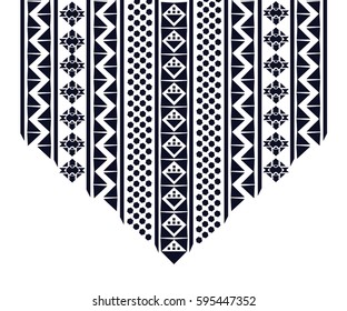 Geometric ethnic pattern neck embroidery design for background or wallpaper and clothing.