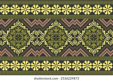Geometric ethnic pattern on green
background,vector illustration,geometric floral
pattern,geometric oriental embroidery,Aztec
style,abstract background.design for
texture,fabric,clothing,decoration.
