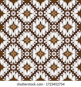 Geometric ethnic pattern on Javanese batik with elegant white brown color design