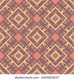 Geometric Ethnic pattern on pastel tones , 
Native American tribal fabric, tile, carpet, vector, illustration design, on navy blue background 