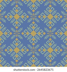Geometric Ethnic pattern on pastel tones , 
Native American tribal fabric, tile, carpet, vector, illustration design, on navy blue background 