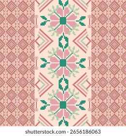 Geometrisches ethnisches Muster auf Pastelltönen, Indianerstammstoff, Fliese, Teppich, Vektor, Illustrationsdesign, auf blauem Hintergrund